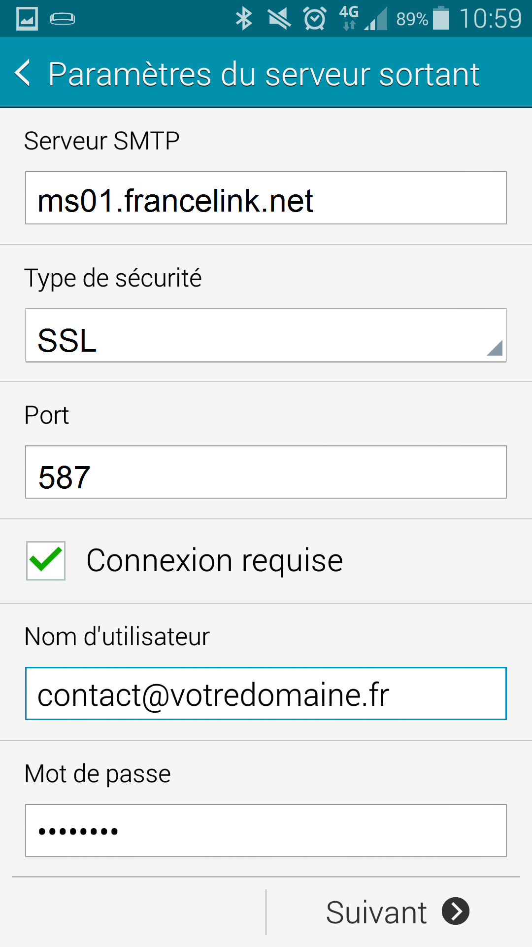 Boite mail sur Android